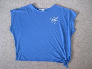H&M Trouble maker cropped blue t-shirt - EUR 158/164 US 12 - 14 years - Picture 1 of 14