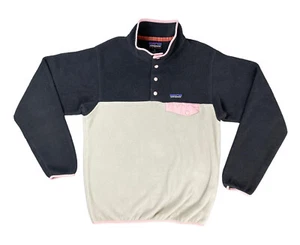 Patagonia Synchilla T Snap Pullover Fleece Size Medium White Gray - Picture 1 of 5
