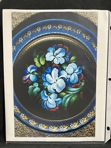Dekorative Farbe Pkt Zhostovo Floral Silber & Blau Iris Lebedev Tricia Tischler - Bild 1 von 2