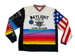 DAYLIGHT CYCLE CO Colorful Usa-Flag FACTORY BMX RACING SHIRT Bike Jersey Men XL - Picture 1 of 5