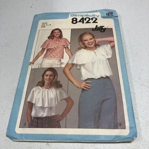 Simplicity 8422 70s Pullover Tops Size 6 & 8 Jiffy Sewing Pattern Cut - Picture 1 of 2
