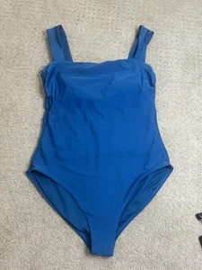 Shade & Shore blauer Badeanzug mit eckigem Ausschnitt und breiten Trägern Größe L - Bild 1 von 7