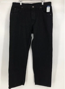NWT Wrangler Men's Black Relaxed Fit Denim Straight Jeans - Size 36X29 - Picture 1 of 7