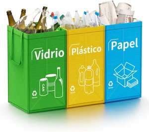 Bolsas Basura Reciclaje 3 Piezas, 30L Cubos De Basura De Reciclaje Colores Con G - Imagen 1 de 12