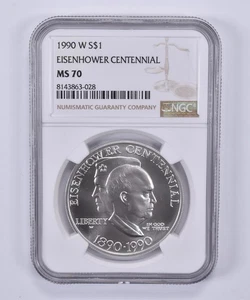 1990-W Eisenhower Commemorative Dollar MS70 NGC Brown Label *0705 - Picture 1 of 5