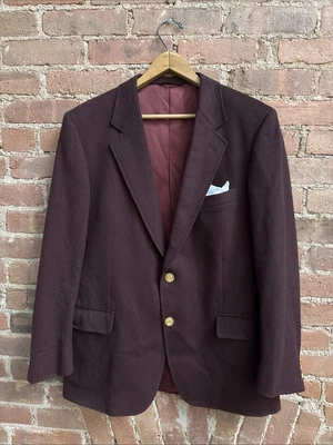 Vintage Ted Lapidus Men’s Jacket Sz 52, Deep Burgundy Loro Piana Cashmere, Italy - Image 1 of 4