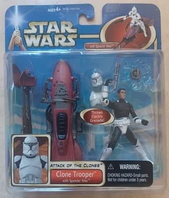 Hasbro Star Wars Attack of the Clones Clone Trooper con Speeder Sellado C8 Foto 1 de 2
