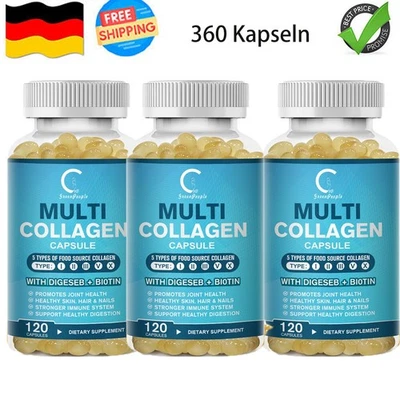 MULITTEA 360 Kapseln Collagen Hyaluronsäure Komplex, 2100Mg Hochdosiert Kollagen