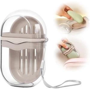 Clear Portable Soap Case Leakproof Soap Holder With Lid Rope For Bathroom Travel - Picture 1 of 9