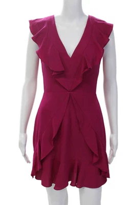 BCBG Max Azria Womens Ruffled Detail V-Neck Sleeveless Dress Pink Size 2 - Image 1 of 4