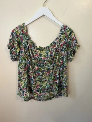 H&M Women’s Floral Short Sleeve/Off The Shoulder Cotton Blouse Size Medium - Image 1 of 4