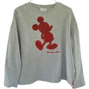 Felpa Pullover Paillettes Disney Parks Topolino Tg S Rosso Argento Spacchi Laterali - Foto 1 di 12