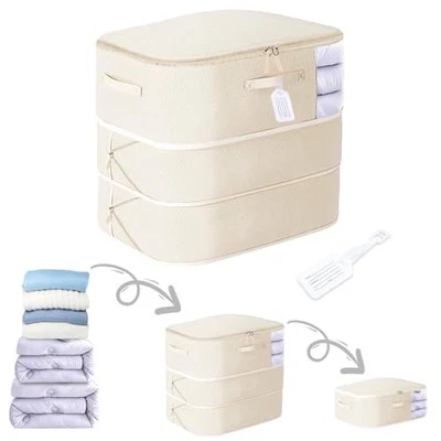 Large Capacity Comforter Storage Bags - 3-Layer Ultra Space Saving Self  - Image 1 of 4