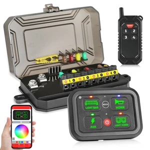 RGB 4 Gang Switch Panel LED Light Bar Electronic Relay System Car Boat Marine - Picture 1 of 14