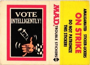 1983 Fleer Mad Trouble Sticker - Amalgamated Sticker-Lickers On Strike - Picture 1 of 2