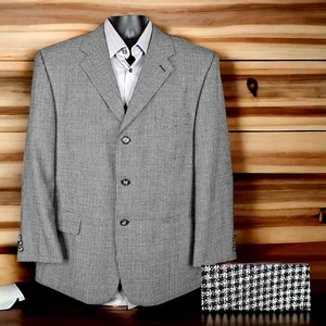 Burt Pullittzer Sport Coat Mens 44S Gray Check Wool Blend 3 Button Ventless - Picture 1 of 11