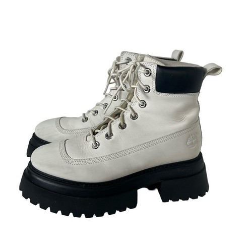 Stivali stringati Timberland Sky 6" in pelle bianca suola a strappo grossa taglia 7