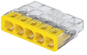 WAGO - 5 Way PUSH WIRE® splice connector, 12AWG - 20AWG, 4mm, Yellow - Picture 1 of 1