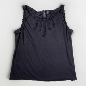 Vintage DKNY Pure Sleeveless Top Size S-M Petit Black Ruffles Stretchy Shirt - Bild 1 von 9