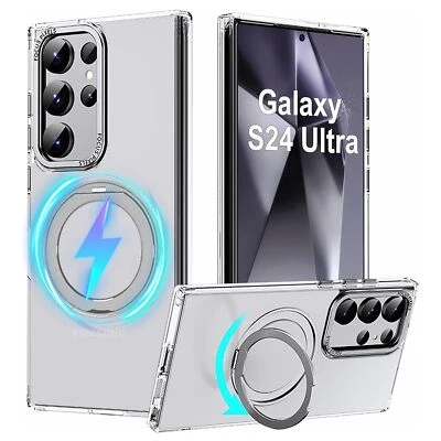 Fr Samsung S24 Ultra S23 Rugged 360° Rotatable Magnetic Ring Case Mag Safe Cover - Image 1 of 4