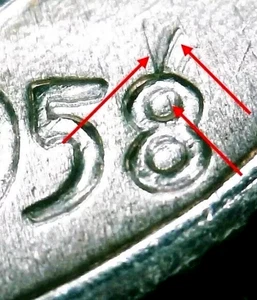 1958 D Roosevelt Silver Dime - Rare Mint Error Coin Struck Through Wire Fragment - Picture 1 of 3