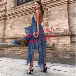 ZARA NEW WOMAN LIMITED EDITION HALTER NECK FRINGE DRESS SIZE: S - M REF:2488/103 - Picture 1 of 7