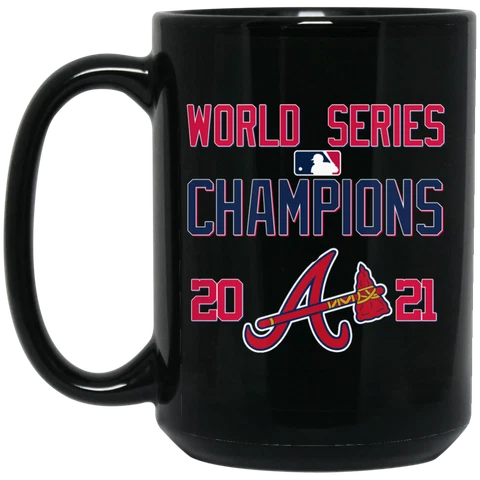 World Series 2021 Champions Atlanta Braves Black 15 oz Ceramic Coffee Mug Cup Cover