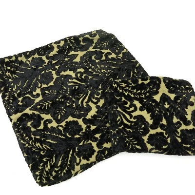 Vtg Set of 2 Custom Made Black Tan Chenille Damask Pillow Covers Cases - Image 1 of 4