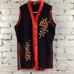 Carol Fashions Weste Damen Med ? Satinborte schwarz bestickt transparent Vintage rot - Bild 1 von 18