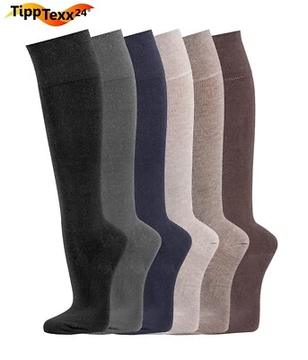 4-8 Paar Wellness Kniestrümpfe ohne Gummidruck Unisex Ökotex Antiloch-Garantie - Bild 1 von 4