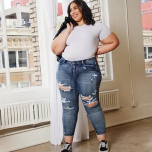 Judy Blue Alyson High Waist Destroyed Boyfriend - PLUS Sz 15/ 32 New With Tags - Picture 1 of 12