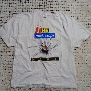 Vintage The Puck Stops Here Shirt 2XL Gray Belton Johnson Signatures Hockey 1992 - Picture 1 of 13