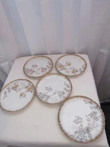 Chfeild, Haviland, Limoges plates floral pattern gold scalloped edge 5 3/4" - Picture 1 of 7
