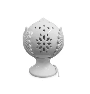 Pumo BIANCO Salentino lavorato Lampada da tavolo artistica in ceramica H25 cm - Foto 1 di 1