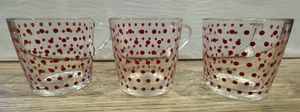 3 x Vintage Red Dot Glass Espresso Cups - IKEA Made in France - Imagen 1 de 8