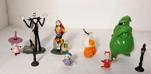 Nightmare Before Christmas Figures 9 Figurine Lot Jack Sally Disney Touchstone - Picture 1 of 2