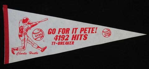 Vintage 1985 Reds "Charlie Hustle" Pete Rose Baseball 29x12 Felt Pennant Cover