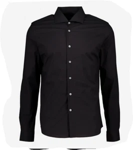 Moncrief Men's Black  Plain Poplin Stretch Long Sleeve Shirt £150 Authentic - Picture 1 of 8