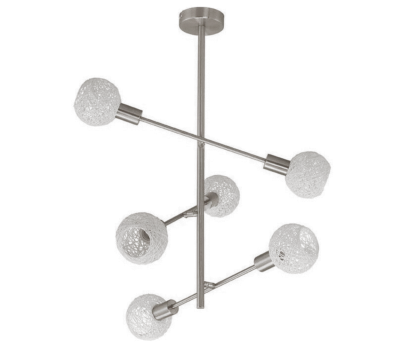 BRILONER - PLAFONIERA NATURE BALL CON STELO A 6  LUCI 5,5W E14 NICKEL SATINATO - Immagine 1 di 2