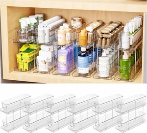 6 Set 2 Tier Bathroom Under Sink Organizers and Storage - 14.8"Deep x 5.1",,, - Picture 1 of 12