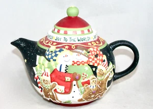 New BROWNLOW Susan Winget Christmas Joy Tea Pot Snowmen Gingerbread Men 2004 - Picture 1 of 6