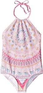 Billabong Kids Girl's 236041 Medallion Madness Halter One-Piece Swimsuit Size 12 - Picture 1 of 2