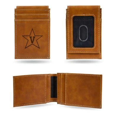 Vanderbilt Commodores Laser Engraved Brown Front Pocket Wallet/Money Clip - Image 1 of 4