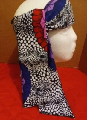 Diadema Estampado Púrpura -43" Largo x 3" Ancho 100% Algodón-Hecha a Mano  Foto 1 de 2