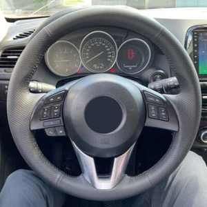 Leather Steering Wheel Cover For Mazda CX-5 CX5 Atenza New Mazda 3 CX-3 Scion iA - Picture 1 of 13
