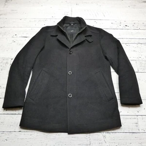 Hugo Boss Wool Cashmere Coat Mens 42R Black Preppy Driving Overcoat Business - Picture 1 of 11