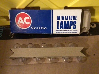 NOS, Vintage! AC Guide Miniature Lamps- Bulbs # L98, 12V, 6 C.P.   10 Piece - Image 1 of 4