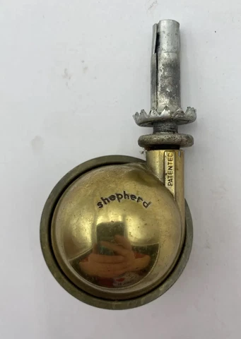 Shepherd Roller Ball Caster Wheel Gold Brass Color Vtg 2" Cover