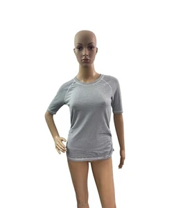 Lucy Top Women Size Small Grey Striped Cinched Side Athletic Activewear Gym - Picture 1 of 5