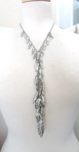 JESSICA SIMPSON SILVER "Y" LEAF NECKLACE 18- 20" - Picture 1 of 5